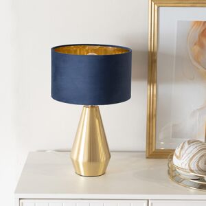 Fairmont Park Aesha Dimmable Touch Table Lamp with Velvet & Inner Lamp Shade Gold Base/Blue/Gold Shade 41cm H X 25cm W X 25cm D Fairmont Park Aesha Dimmable Touch Table Lamp with Velvet & Inner Lamp Shade Gold Base/Blue/Gold Shade 41cm H X 25cm W X 25cm D