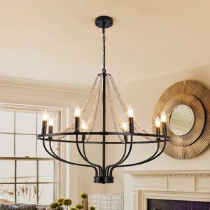 Breakwater Bay Kenwyn 8 - Light Dimmable Wagon Wheel Chandelier with Beaded Accents Black 65cm H X 80cm W X 80cm D Breakwater Bay Kenwyn 8 - Light Dimmable Wagon Wheel Chandelier with Beaded Accents Black 65cm H X 80cm W X 80cm D