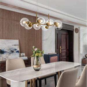 George Oliver LED pendant light 8-light E27 glass design height-adjustable chandelier Lailah 105cm Gold 27cm H X 105cm W X 27cm D George Oliver LED pendant light 8-light E27 glass design height-adjustable chandelier Lailah 105cm Gold 27cm H X 105cm W X 27cm D