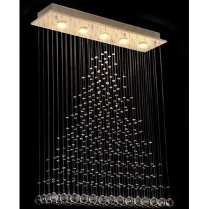 Rosdorf Park Scott 5-Light Crystal Chandelier Stainless Steel 102cm H X 80cm W X 20cm D Rosdorf Park Scott 5-Light Crystal Chandelier Stainless Steel 102cm H X 80cm W X 20cm D