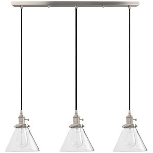 Longshore Tides 3 - Light Kitchen Island Cone Pendant Brushed Longshore Tides 3 - Light Kitchen Island Cone Pendant Brushed