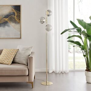 Canora Grey Anjae Triple Light Floor Lamp - Frosted Glass and Polished Metal Chic Living Room Light Brushed 160cm H X 30cm W X 30cm D Canora Grey Anjae Triple Light Floor Lamp - Frosted Glass and Polished Metal Chic Living Room Light Brushed 160cm H X 30cm W X 30cm D