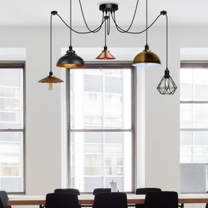 Wade Logan Rotella 5 - Light Cluster Pendant Black/Yellow Brass/Brushed Copper 210cm H X 12cm W X 12cm D Wade Logan Rotella 5 - Light Cluster Pendant Black/Yellow Brass/Brushed Copper 210cm H X 12cm W X 12cm D