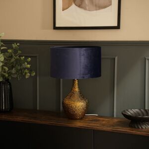 Fairmont Park Deshi Metallic Gold Ceramic Table Lamp with Blush Velvet Reni Shade and 6W GLS Warm White Bulb Navy 36.5cm H X 79.5cm D Fairmont Park Deshi Metallic Gold Ceramic Table Lamp with Blush Velvet Reni Shade and 6W GLS Warm White Bulb Navy 36.5cm H X 79.5cm D
