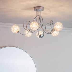 Metro Lacey 6-Light Semi Flush Mount Silver 29.5cm H X 72cm W X 72cm D Metro Lacey 6-Light Semi Flush Mount Silver 29.5cm H X 72cm W X 72cm D