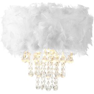 Mercer41 Contemporary Feather Pendant Light Shade with Transparent Acrylic Droplets White 36cm H X 32cm W X 32cm D Mercer41 Contemporary Feather Pendant Light Shade with Transparent Acrylic Droplets White 36cm H X 32cm W X 32cm D