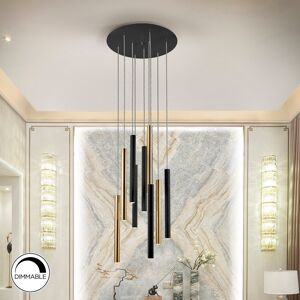 Canora Grey Kuhlmann Cluster Cylinder LED Pendant Gold/Matte Black 47.5cm H x 32cm W x 32cm D Canora Grey Kuhlmann Cluster Cylinder LED Pendant Gold/Matte Black 47.5cm H x 32cm W x 32cm D