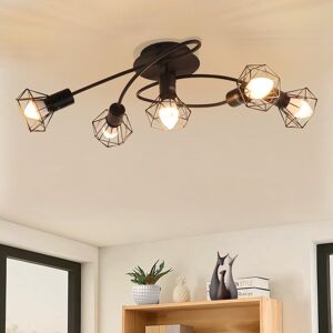 Borough Wharf 5 -Light E14 Ceiling Spotlight - Black Vintage Curved Swiveling 350 ° Ceiling Light Matte Black 28cm H X 61cm W X 14cm D Borough Wharf 5 -Light E14 Ceiling Spotlight - Black Vintage Curved Swiveling 350 ° Ceiling Light Matte Black 28cm H X 61cm W X 14cm D