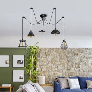 Borough Wharf 5Way Vintage Industrial Ceiling Lamp Shade Chandelier Retro Spider Pendant Light Black 217.5cm H X 12cm W X 12cm D Borough Wharf 5Way Vintage Industrial Ceiling Lamp Shade Chandelier Retro Spider Pendant Light Black 217.5cm H X 12cm W X 12cm D