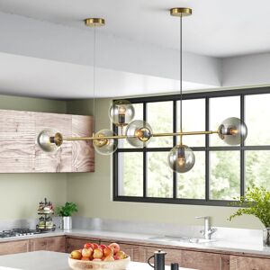 George Oliver Worthington 6 - Light Gold Linear Sputnik Chandelier Globe Glass Bubble Kitchen Island Pendant Lamp Gold 45cm H X 120cm W George Oliver Worthington 6 - Light Gold Linear Sputnik Chandelier Globe Glass Bubble Kitchen Island Pendant Lamp Gold 45cm H X 120cm W