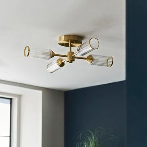 Fairmont Park Cunningham 4-Light 55cm Glass Semi Flush Mount Satin Brass 55cm W X 55cm D Fairmont Park Cunningham 4-Light 55cm Glass Semi Flush Mount Satin Brass 55cm W X 55cm D