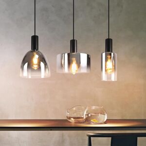 Metro Hanging lamp dining room lamp 3-flame hanging lamp - E27 vintage dining table pendant light height adjustable glass black pendant lamp hanging for bed Matte Black 180cm H X 62cm W X 25cm D Metro Hanging lamp dining room lamp 3-flame hanging lamp - E27 vintage dining table pendant light height adjustable glass black pendant lamp hanging for bed Matte Black 180cm H X 62cm W X 25cm D