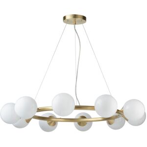 Canora Grey Bendeguz 10 - Light Chandelier Satin Brass Plate;Gloss White Glass 13cm H X 91.7cm W X 91.7cm D Canora Grey Bendeguz 10 - Light Chandelier Satin Brass Plate;Gloss White Glass 13cm H X 91.7cm W X 91.7cm D