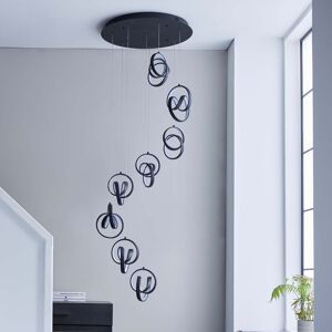 Ivy Bronx Adaya 8-Light Cluster Tiered LED Pendant Textured Black And White Silicone 170cm H X 57.5cm W X 57.5cm D Ivy Bronx Adaya 8-Light Cluster Tiered LED Pendant Textured Black And White Silicone 170cm H X 57.5cm W X 57.5cm D