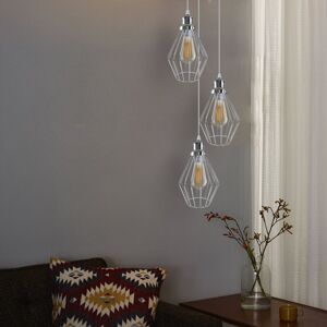 Borough Wharf Galinna 3-Light Cluster Geometric Pendant Chrome 124.5cm H X 40cm W X 40cm D Borough Wharf Galinna 3-Light Cluster Geometric Pendant Chrome 124.5cm H X 40cm W X 40cm D