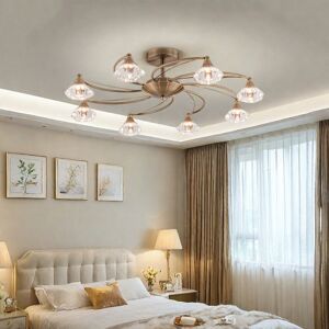 Rosdorf Park 8 Light Semi-Flush Ceiling Light, Antique Brass Finish, G9 Bulb Caps, Clear Glass Shades Antique Brass 21.5cm H X 70cm W X 70cm D Rosdorf Park 8 Light Semi-Flush Ceiling Light, Antique Brass Finish, G9 Bulb Caps, Clear Glass Shades Antique Brass 21.5cm H X 70cm W X 70cm D