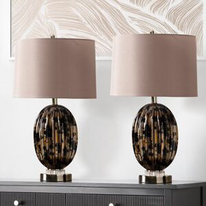 Metro Calmers 67.3cm Table Lamp with Glass Base For Bedroom Furniture, Bedside Buffet Lamp with Linen Shade Black/Gold/Gray 67.3cm H X 38.1cm W X 38.1cm D Metro Calmers 67.3cm Table Lamp with Glass Base For Bedroom Furniture, Bedside Buffet Lamp with Linen Shade Black/Gold/Gray 67.3cm H X 38.1cm W X 38.1cm D