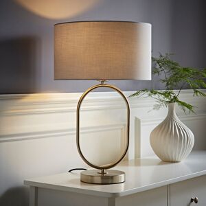 Metro Demetry Charcoal Fabric Drum Lamp Shade Matte Black Oval Table Lamp and LED Bulb Silver/Light Grey 42.3cm H X 25cm W X 25cm D Metro Demetry Charcoal Fabric Drum Lamp Shade Matte Black Oval Table Lamp and LED Bulb Silver/Light Grey 42.3cm H X 25cm W X 25cm D