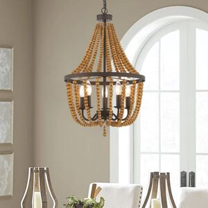Bloomsbury Market Geralynn 5-Light Solid Wood Bead Empire Chandelier Oil Rubbed Bronze 64cm H X 40.5cm W X 40.5cm D Bloomsbury Market Geralynn 5-Light Solid Wood Bead Empire Chandelier Oil Rubbed Bronze 64cm H X 40.5cm W X 40.5cm D