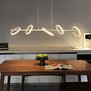 Ivy Bronx Almeria 5 - Light Kitchen Island Geometric LED Pendant White 153.5cm H X 106cm W X 16cm D Ivy Bronx Almeria 5 - Light Kitchen Island Geometric LED Pendant White 153.5cm H X 106cm W X 16cm D