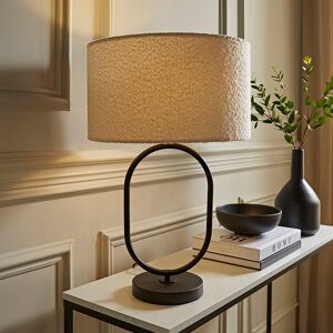 17 Stories Suejin Charcoal Fabric Drum Lamp Shade Brushed Chrome Oval Table Lamp Black/Cream 42.3cm H X 25cm W X 25cm D 17 Stories Suejin Charcoal Fabric Drum Lamp Shade Brushed Chrome Oval Table Lamp Black/Cream 42.3cm H X 25cm W X 25cm D