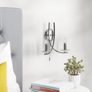 Three Posts Pamelia 2-Light Dimmable Candle Wall Light Chrome 29cm H X 30cm W X 16cm D Three Posts Pamelia 2-Light Dimmable Candle Wall Light Chrome 29cm H X 30cm W X 16cm D