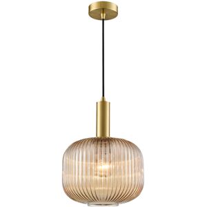 Fairmont Park Pendant aged brass with smoked glass Brown/Satin Brass 19.6cm H x 10cm W x 10cm D Fairmont Park Pendant aged brass with smoked glass Brown/Satin Brass 19.6cm H x 10cm W x 10cm D
