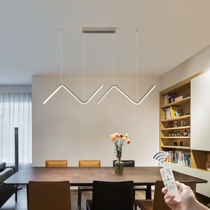 Blue Elephant 2-Light 120cm LED Kitchen Island Pendant,Dimmable Linear Wave Chandelier Pendant for Dining Room Chrome 20cm H X 120cm W X 8cm D Blue Elephant 2-Light 120cm LED Kitchen Island Pendant,Dimmable Linear Wave Chandelier Pendant for Dining Room Chrome 20cm H X 120cm W X 8cm D