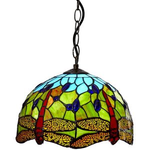 Astoria Grand Classic Green And Blue Tiffany Dragonfly Stained Glass Pendant Shade (12inch Dia') With Adjustable 1.5m Chain Pendant Set With B22 Brass Bulb Holder Stained Glass 30cm H X 30cm W X 30cm D Astoria Grand Classic Green And Blue Tiffany Dragonfly Stained Glass Pendant Shade (12inch Dia') With Adjustable 1.5m Chain Pendant Set With B22 Brass Bulb Holder Stained Glass 30cm H X 30cm W X 30cm D
