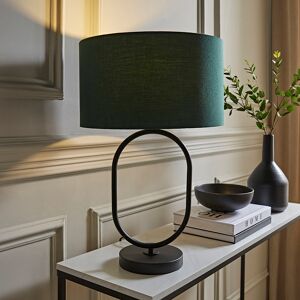 17 Stories Suejin Charcoal Fabric Drum Lamp Shade Brushed Chrome Oval Table Lamp Green/Black 42.3cm H X 25cm W X 25cm D 17 Stories Suejin Charcoal Fabric Drum Lamp Shade Brushed Chrome Oval Table Lamp Green/Black 42.3cm H X 25cm W X 25cm D