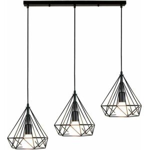 Borough Wharf Barrick 3-Light Kitchen Island Geometric Pendant with PVC Accents Black 125cm H X 50cm W Borough Wharf Barrick 3-Light Kitchen Island Geometric Pendant with PVC Accents Black 125cm H X 50cm W