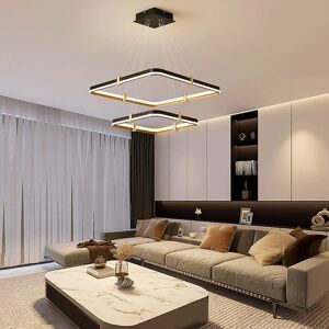Mercer41 Adalynn 2 Square Rectangle Ring LED Chandelier,Modern Dimmable Pendant Light for Kitchen Island Living Room Gold;Matte Black 60cm W X 60cm D Mercer41 Adalynn 2 Square Rectangle Ring LED Chandelier,Modern Dimmable Pendant Light for Kitchen Island Living Room Gold;Matte Black 60cm W X 60cm D