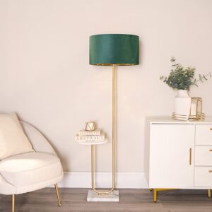 Fairmont Park Ahlayla Floor Lamp with Table and Velvet with Inner Lamp Shade and LED Bulb Brushed/White/Green/Gold 146cm H X 54cm W X 35cm D Fairmont Park Ahlayla Floor Lamp with Table and Velvet with Inner Lamp Shade and LED Bulb Brushed/White/Green/Gold 146cm H X 54cm W X 35cm D