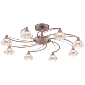 Rosdorf Park 8 Light Semi-Flush Ceiling Light, Antique Brass Finish, G9 Bulb Caps, Clear Glass Shades Satin Nickel 21.5cm H X 70cm W X 70cm D Rosdorf Park 8 Light Semi-Flush Ceiling Light, Antique Brass Finish, G9 Bulb Caps, Clear Glass Shades Satin Nickel 21.5cm H X 70cm W X 70cm D