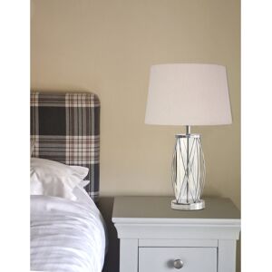 Fairmont Park Alexarae 50cm Glass & Metal Table Lamp with linen shade Silver/Beige 322.58cm H X 212.9cm W X 212.9cm D Fairmont Park Alexarae 50cm Glass & Metal Table Lamp with linen shade Silver/Beige 322.58cm H X 212.9cm W X 212.9cm D