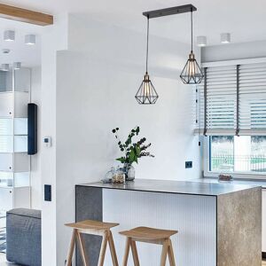 Borough Wharf Biddle 2 -Light Kitchen Island Geometric Pendant Black 125cm H X 40cm W X 20cm D Borough Wharf Biddle 2 -Light Kitchen Island Geometric Pendant Black 125cm H X 40cm W X 20cm D