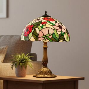 Astoria Grand Spring Flower Stained Glass Tiffany Table Lamp - Red/Pink/Green 45cm H x 40.64cm W x 40.64cm D Astoria Grand Spring Flower Stained Glass Tiffany Table Lamp - Red/Pink/Green 45cm H x 40.64cm W x 40.64cm D
