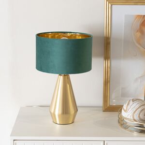 Fairmont Park Aesha Dimmable Touch Table Lamp with Velvet & Inner Lamp Shade Gold Base/Green/Gold Shade 41cm H X 25cm W X 25cm D Fairmont Park Aesha Dimmable Touch Table Lamp with Velvet & Inner Lamp Shade Gold Base/Green/Gold Shade 41cm H X 25cm W X 25cm D