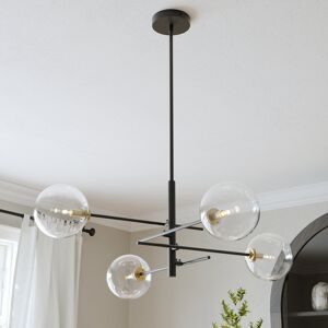 George Oliver Lithopolis 4 - Light Glass Bubble Chandelier Ceiling Light Matte Black/Gold/Clear 33.8cm H X 81.5cm W X 81.5cm D George Oliver Lithopolis 4 - Light Glass Bubble Chandelier Ceiling Light Matte Black/Gold/Clear 33.8cm H X 81.5cm W X 81.5cm D
