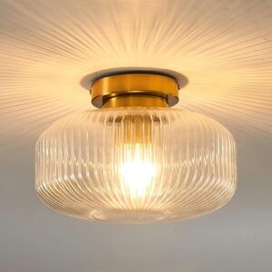 Fairmont Park Vintage Ceiling Light, Brass Finish And Textured Glass Shade, IP44 Suitable For Bathroom Brass 18cm H X 27cm W X 27cm D Fairmont Park Vintage Ceiling Light, Brass Finish And Textured Glass Shade, IP44 Suitable For Bathroom Brass 18cm H X 27cm W X 27cm D