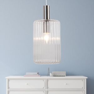 Canora Grey Burvale 1 - Light Single Cylinder Pendant Brushed Chrome/Clear 100cm H X 16cm W X 16cm D Canora Grey Burvale 1 - Light Single Cylinder Pendant Brushed Chrome/Clear 100cm H X 16cm W X 16cm D