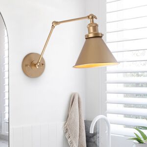 Canora Grey Villers 1-Light Cone Plug-In Swing Armed Sconce Gold 28cm H X 18.5cm W X 47cm D Canora Grey Villers 1-Light Cone Plug-In Swing Armed Sconce Gold 28cm H X 18.5cm W X 47cm D