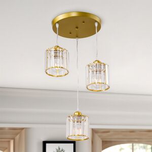 Fairmont Park Gold round 3-head crystal bar chandelier Brushed Gold/Gold Fairmont Park Gold round 3-head crystal bar chandelier Brushed Gold/Gold