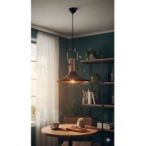 Fairmont Park Cheverly 1-Retro Industrial Black Metal Pendant Light – Vintage Ceiling Lamp Shade with Rose Gold Inner Lining, E27 Base for Kitchen, Restaurant, Loft Matte Black 25cm H X 60cm W X 60cm D Fairmont Park Cheverly 1-Retro Industrial Black Metal Pendant Light – Vintage Ceiling Lamp Shade with Rose Gold Inner Lining, E27 Base for Kitchen, Restaurant, Loft Matte Black 25cm H X 60cm W X 60cm D