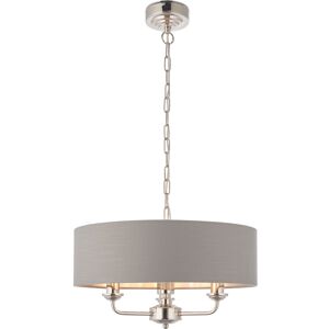 Fairmont Park Landover 3-Light Drum Chandelier Bright Nickel/Charcoal 30cm H X 48cm W X 48cm D Fairmont Park Landover 3-Light Drum Chandelier Bright Nickel/Charcoal 30cm H X 48cm W X 48cm D