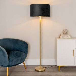 Latitude Run Baillieu Stem Floor Lamp with Velvet and Inner Lamp Shade Polished/Black 148cm H X 45cm W X 45cm D Latitude Run Baillieu Stem Floor Lamp with Velvet and Inner Lamp Shade Polished/Black 148cm H X 45cm W X 45cm D