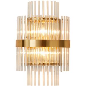 Canora Grey Amariah 2 - Light Dimmable Gold Flush Mounted Sconce Gold 40cm H X 26cm W X 14.5cm D Canora Grey Amariah 2 - Light Dimmable Gold Flush Mounted Sconce Gold 40cm H X 26cm W X 14.5cm D