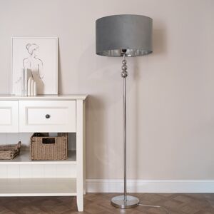 ClassicLiving Aaiza Stacked Ball Floor Lamp with Velvet with Inner Lamp Shade Mirrored/Grey/Chrome 145cm H X 45cm W X 45cm D ClassicLiving Aaiza Stacked Ball Floor Lamp with Velvet with Inner Lamp Shade Mirrored/Grey/Chrome 145cm H X 45cm W X 45cm D