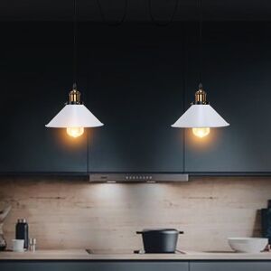 Longshore Tides 2-Way Retro Industrial Ceiling Cable E27 Hanging Lamp Pendant Light White 212.5cm H X 22cm W X 22cm D Longshore Tides 2-Way Retro Industrial Ceiling Cable E27 Hanging Lamp Pendant Light White 212.5cm H X 22cm W X 22cm D