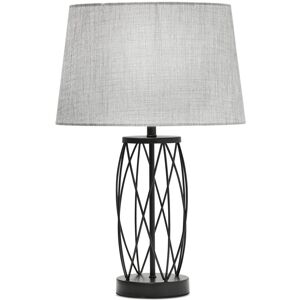 Fairmont Park Alexarae 50cm Black Frame Style Table Lamp with Linen Shade Grey 50cm H X 33cm W X 33cm D Fairmont Park Alexarae 50cm Black Frame Style Table Lamp with Linen Shade Grey 50cm H X 33cm W X 33cm D